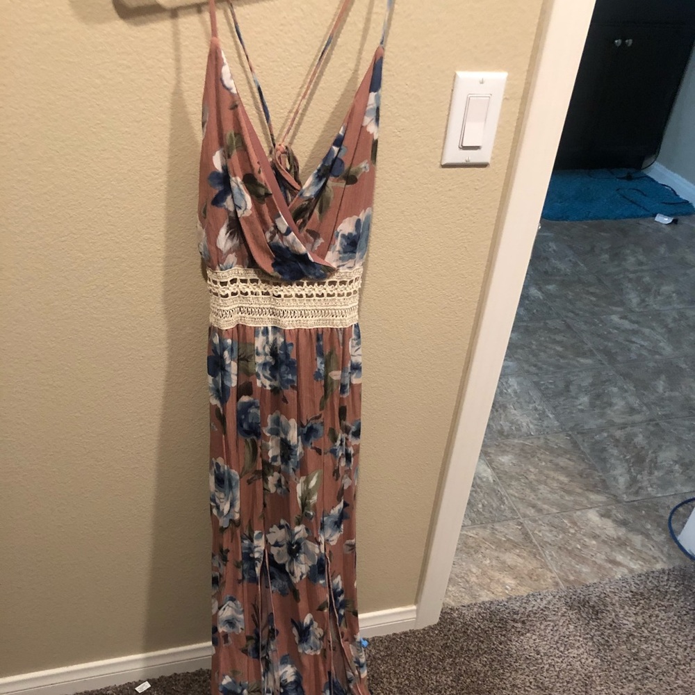 Tank top double slit dress with adjustable straps